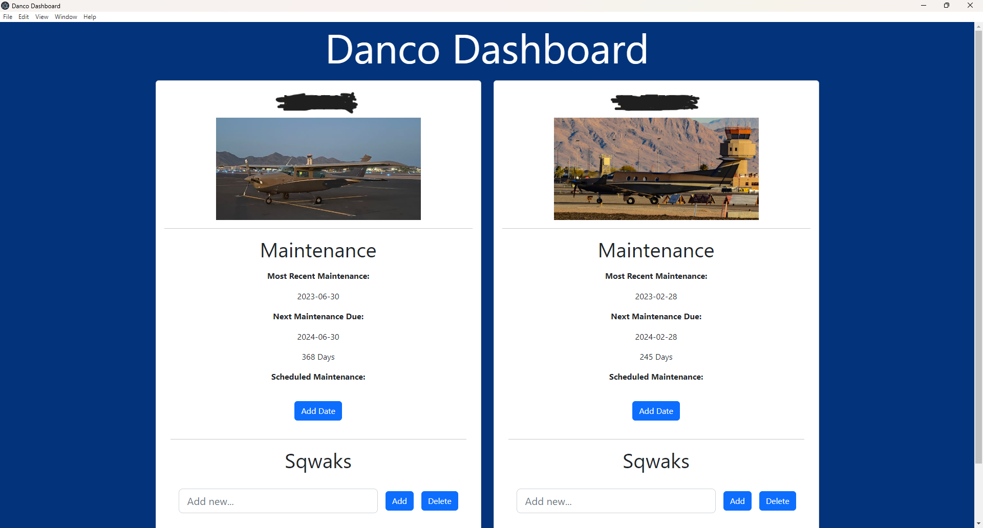 Danco Dashboard Screenshot