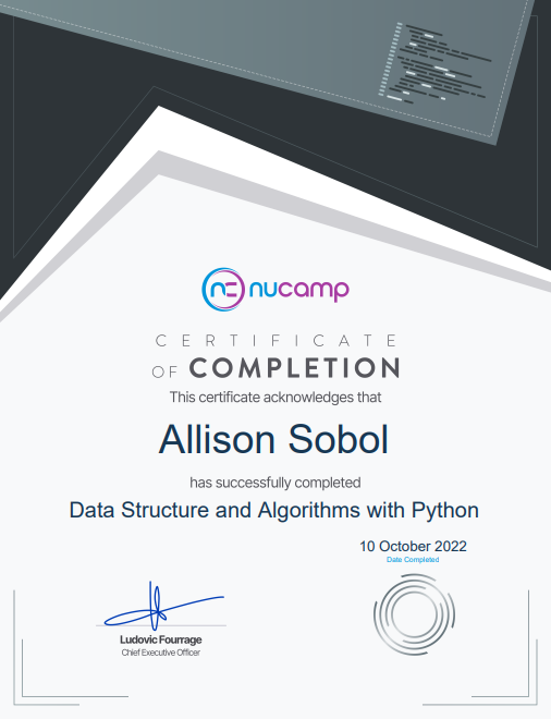 Data Structures Certificate image