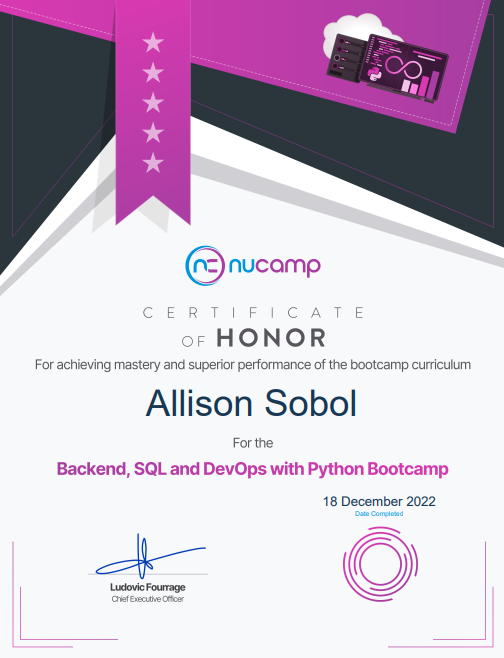 Honors Graduation Certificate image